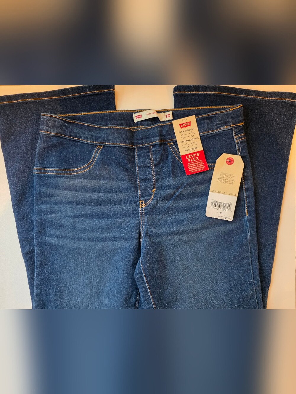 Levi's Girl's Size 12 Dark Blue Flare Pull-On Jeans